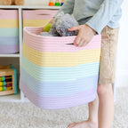 NaturalCozy Storage Cubes 11 Inch Cotton Rope Woven Baskets for Organizing, 3-Pack | Cube Storage Bin | Square Storage Basket