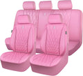 CAR PASS 5 Seats Piping Luxury Leather Seat Covers Full Set, Anti-Slip Waterproof Seat Covers Compatible with Front Armrests,
