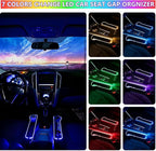 7 Color Led Car Seat Gap Organizer with 56W Fast Charger Car Console Organizer with Cup Holder Front Seat Gap Filler with USB Between Seat Cup Holder fit for Android iPhone (Black)