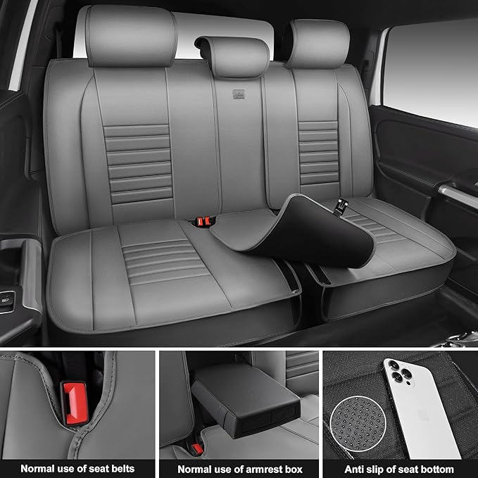 CAR PASS Nappa Leather Car Seat Covers Full Set, Luxury Seat Protector for Cars, Waterproof Anti-Slip Car Seat Cushion Armres