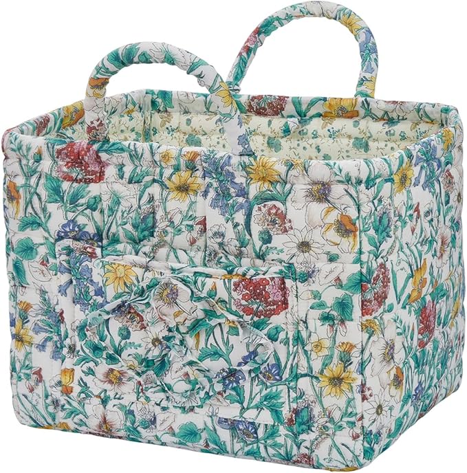 Boho Fabric Storage Basket, Large Capacity Laundry Basket, 12.2'' x 10.23'' x 10.23'' Collapsible Laundry Hamper with Easy Ca