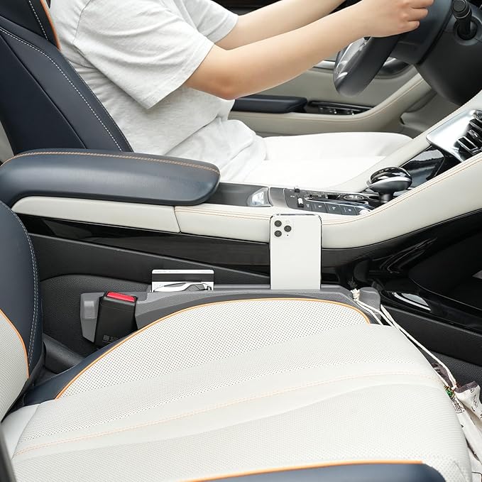 Car Seat Gap Filler with Drop Prevention & Storage Hook - Between Seats Console Organizer for SUV Truck - Car Accessories(2Pcs)