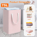 3 Pack Large Laundry Basket,Waterproof & Freestanding Laundry Hamper,Collapsible Clothes Hampers with Easy Carry Long & Reinf