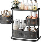 3 Tier Bathroom Counter Organizer, Rotating Countertop Vanity Storage Cabinet with Standing Shelf, Cosmetic Holder for Skinca