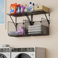 2 Pack Laundry Room Shelves Organization and Storage,Wall Mounted Clothes Drying Rack with Wire Mesh Basket Over Washer and D