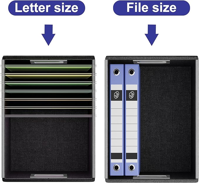Huolewa Portable Leather File Organizer Boxes with Lids, Collapsible File Folder Organizer Boxes, Decorative Small Filing Fil