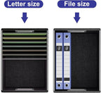Huolewa File Organizer Box with Lid, Collapsible Leather File Folder Organizer for Office Document Storage, Filing Box with P