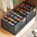 NestOrganix 2 Pack Shoe Organizer for Closet, Large Shoe Box Storage Containers, Foldable Shoe Storage Organizer Box Bin with
