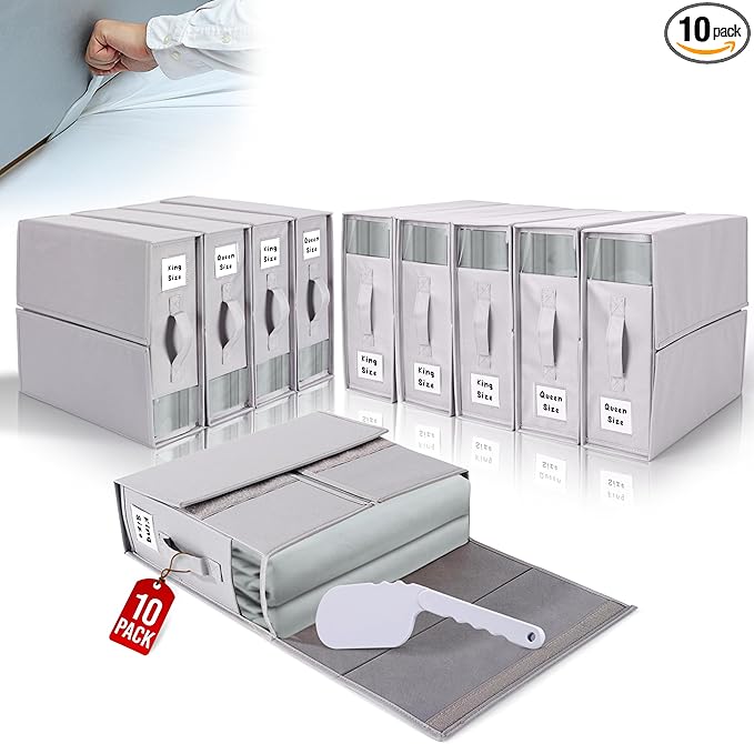 ALCOVA 10 Pack Bed Sheet Organizers and Storage with 1 Bed Sheet Tucker