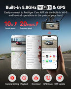 REDTIGER 4K Dash Cam Front and Rear, STARVIS 2 Sensor, 64GB Card Included, 4K/2.5K+1080P Dual Dash Camera for Cars Built-in W