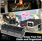 LIBZAKI Car Trunk Organizer,3 Compartments Big Trunk Storage, Large Capacity, Foldable, 95L Heavy Duty Storage Box for Car,