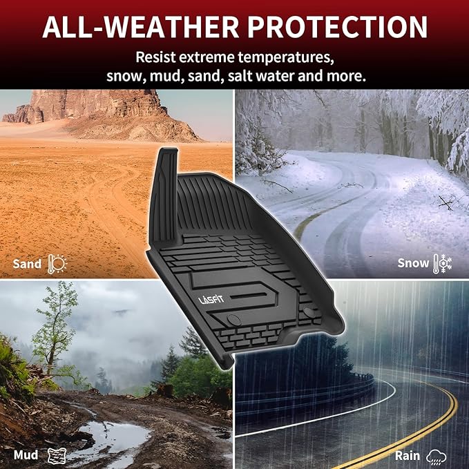 LASFIT Front Floor Mats 2019-2026 for Chevrolet Silverado/GMC Sierra 1500, 2020-2026 Chevy Silverado/GMC Sierra 2500HD 3500HD, Crew Cab/Double Cab, All Weather TPE Floor Liners, 1st Row Only