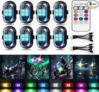 Upgraded 4-lamp high-Brightness 8-Group Wireless LED Warning Strobe Lights |8 Colors, Waterproof Lights with Remote Control| Wireless led Strobe Lights for Cars, Motorcycles, Bicycles and Drones (8)