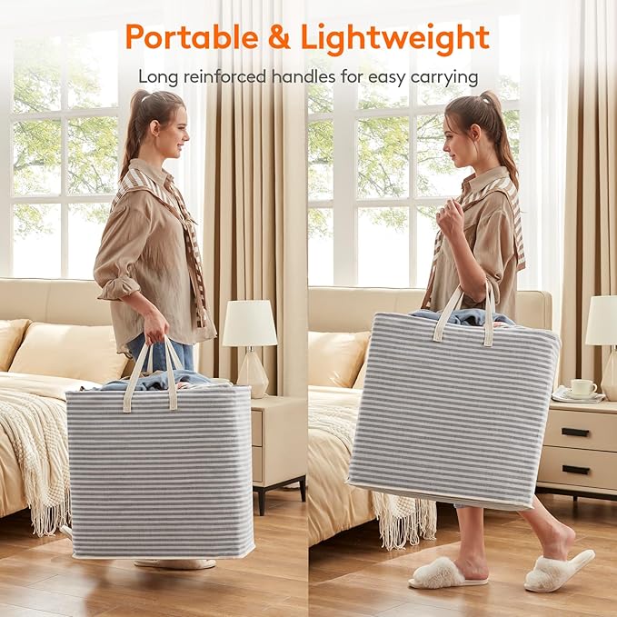 Lifewit 2 Pack Laundry Basket 90L Each, Collapsible Clothes Hamper with Reinforced Handles, Freestanding Waterproof Design fo