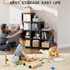 Mavivegue Book Shelf, 9 Cube Storage Organizer, DIY Bookcase, Metal Cube Bookshelf, Tall Book case for Bedroom, Living Room,O