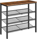 HOOBRO Shoe Rack for Entryway, 4-Tier Shoe Organizer with Adjustable Mesh Shelves, 12-16 Pairs of Shoes, Spacious Floor Mount
