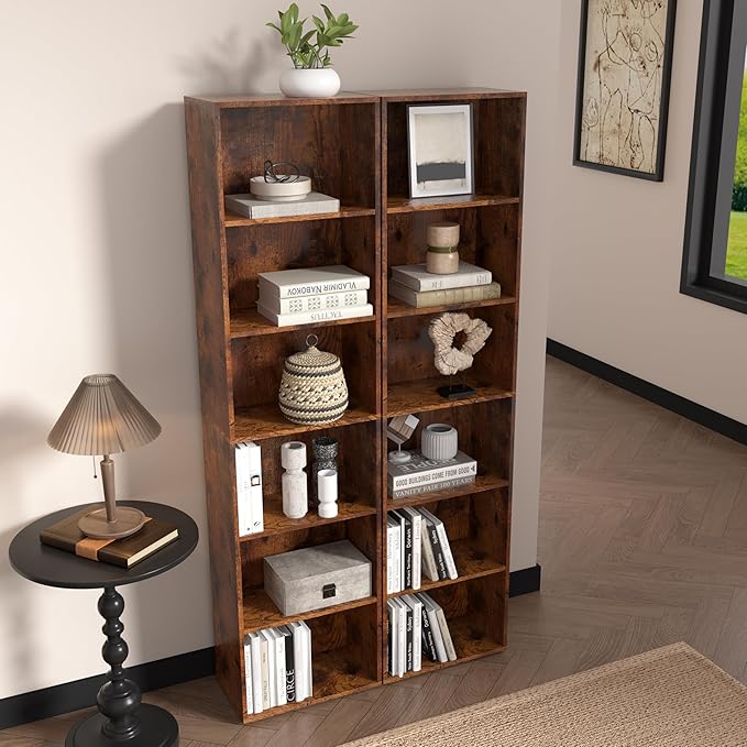 Wooden 6 Cube Storage Organizer, Vintage Brown 6 Cube Storage Shelf, 6 Tier Closet Organizers Storage Cubes Display Cubby, Ve