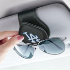 for MLB Los Angeles Dodgers Car Visor Sunglass Holder - Black Leather Eyeglass Case with Team Logo, Clip-On Sun Visor Organizer for Auto Interior, LA Dodgers Gifts