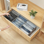Qozary Pants Jeans Organizer for Closet, 4 Pack Drawer Organizers for Clothing, 5 Grids Wardrobe Clothes Storage for Deep Dra