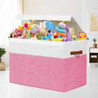 Gowee Large Toy Box with Lid, Sturdy Toy Storage Chest Bin Boxes Organizer Basket with Dividers for Toddlers, Kids, Boys, Gir