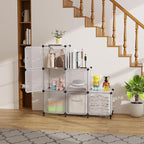 Cube Storage Organizer, 6-Cube Shelves Unit with Doors, DIY Stackable Plastic Clothes Organizer for Bedroom and Under Stairs 