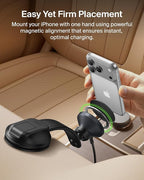 Belkin Wireless Car Charger, MagSafe Phone Holder & Car Dash Mount w/ 1M USB C Cable, Qi2 MagSafe Compatible Fast Charging iPhone Charger for iPhone 17, Galaxy S25, Pixel 10, Road Travelers, Black