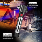 Solar Powered Car Safety Hammer Flashlight with Seatbelt Cutter, LED High Lumens, Red and Blue SOS Flashing, USB Charging, Ma