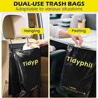 50 PCS Disposable Car Trash Bags Hanging, Leak-proof, Odor Seal. 2 Gallon Car Garbage Bags, Big Capacity. Independent of Car Trash Can, Easy Stick-On Car trash Bin for Car, SUV, Truck, Stroller. Black