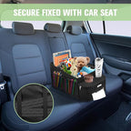 FUNNy elf Passenger Seat Organizer, Collapsible Car Storage with Partitions & 4 Cup Holders for Front or Back Seat