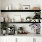 ROGMARS 36 Inches Long Black Floating Shelves,Rustic Solid Wood Farmhouse Wall Shelves with Invisible Brackets for Bathroom, 