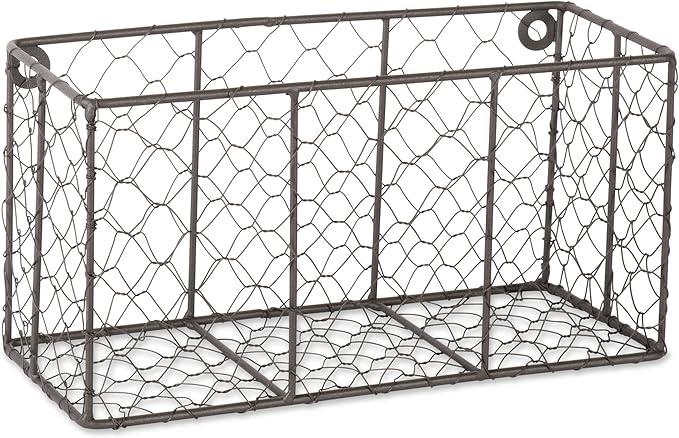 DII Chicken Wire Collection Farmhouse Vintage Wall Baskets, Small Basket, Vintage Grey