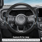 3-Piece Carbon Fiber Steering Wheel Cover, Custom Fit for Jeep Wrangler 2018-2026 Gladiator 2020-2026,Quick Install Ultra-Thin & Non-Slip,Interior Car Accessories for Men Women(Gloss Black)