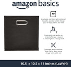 Amazon Basics Collapsible Cube Storage Bins, Space-Saving, Organizing Fabric Bins with Handles, 10.5" x 10.5" x 11", Black, 6
