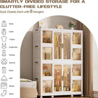 Montary Portable Kids Closet, Children's Wardrobe Closet with Transparent Doors, Plastic Baby Wardrobe Storage Cabinet with 1