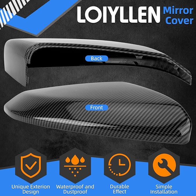 Passenger Side Mirror Cover Replacement for Honda Civic 2016-2021, Insight 2019-2021 - Right Side Mirror Covers, Rear View Mirrors Cap Carbon Fibre