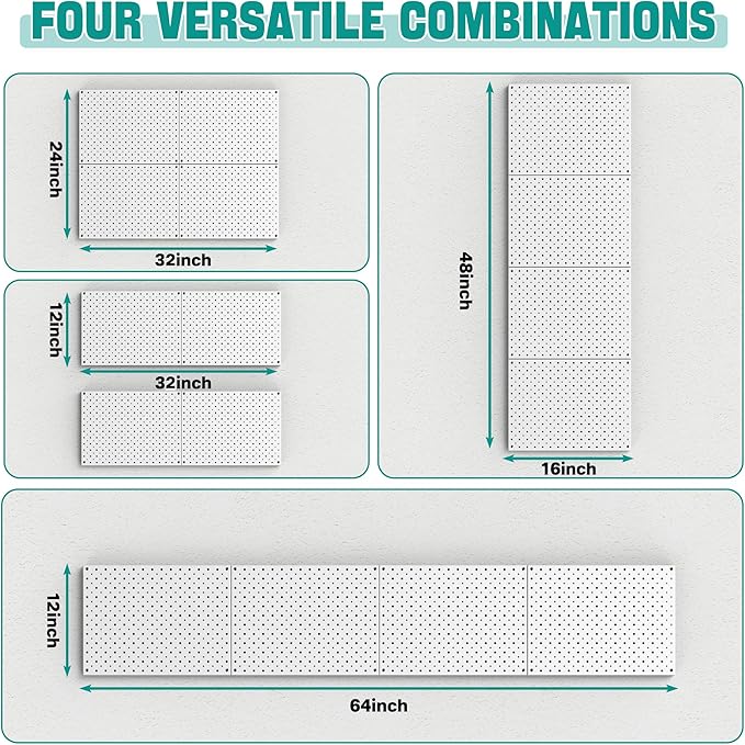 EVERHANGER Metal Pegboard Panels, Heavy Duty Pegboard Wall Organizer, Garage Wall Panels, Tool Storage Organization, 12"X16",