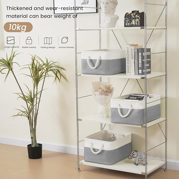 Large Storage Baskets- 15.7x11.8x8.26 inch Storage Bins for Shelves and Closet Organizing, Foldable Fabric Bin for Home Organ