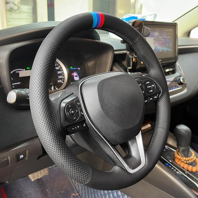 MEWANT Hand Sewn Steering Wheel Cover for Toyota Camry 2018-2019/Toyota Avalon 2019/Toyota Corolla 2019-2020/Toyota RAV4 2019 Steering Wheel Accessories