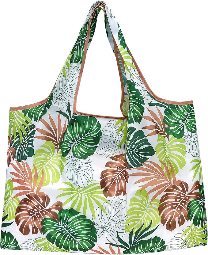 allydrew Large Foldable Tote Nylon Reusable Grocery Bags, 5 Pack