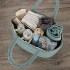 Diaper Caddy Organizer for Baby Cotton Rope Nursery Storage Bin Basket Portable Holder Tote Bag for Changing Table Car Travel