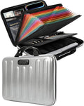 DOZAWA Fireproof Document Box, Hard Case Document Organizer with Lock, 13 Pockets Accordion File Folder with Reflective Strip