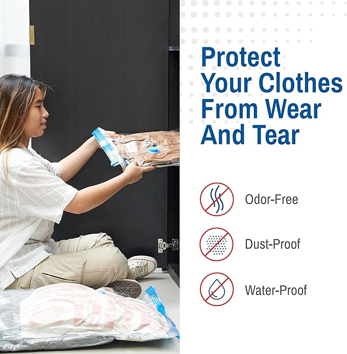 12 Pack Variety Vacuum Storage Bags for Comforters, Blankets & Clothes – Vacuum Sealed Compression Bags with Hand Pump – Spac