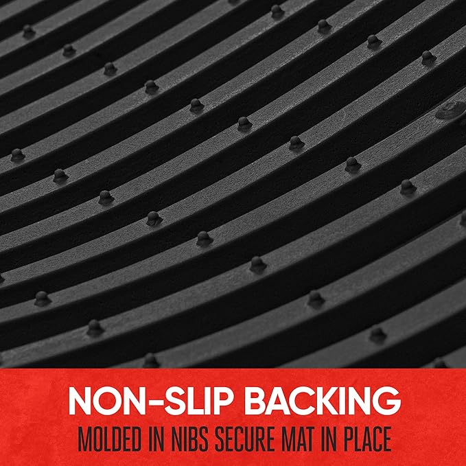 Motor Trend FlexTough™ Advanced Black Rubber Car Floor Mats – Heavy Duty Trim to Fit All Weather Floor Mats for Cars Truck SUV - Automotive Car Interior Floor Liner Protection - Universal Fit
