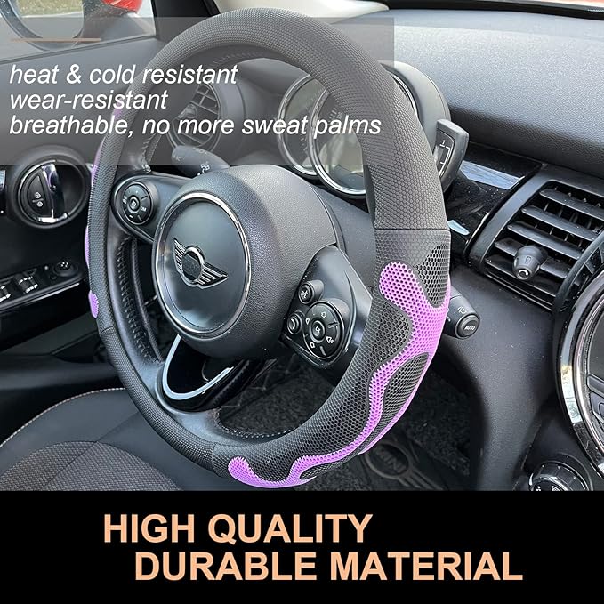 PINCTROT Comfy Grip Steering Wheel Cover, Anti-Slip Design, Universal 14.5-15 Inch(Silicone Purple)