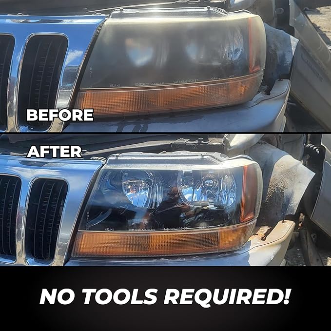 Detour Heavy Duty Headlight Restoration Kit - 2 Easy Steps to Professionally Restore Yellowed and Clouded Plastic Headlights,