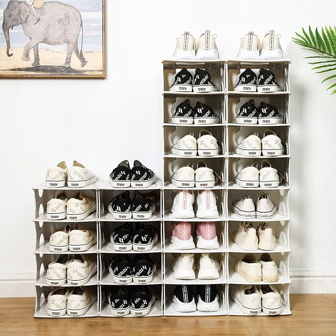 6-Tier Shoe Rack,Stackable Shoe Storage Organizer for Bedroom Entryway, Adjustable Shoe Rack,Shoe Slots Organizer Shelf, Easy