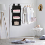 MAX Houser 3-Shelf Hanging Closet Organizer, Hanging Sweater Organizer, Foldable Hanging Shelves for Closet with 2 Velcro, Bl