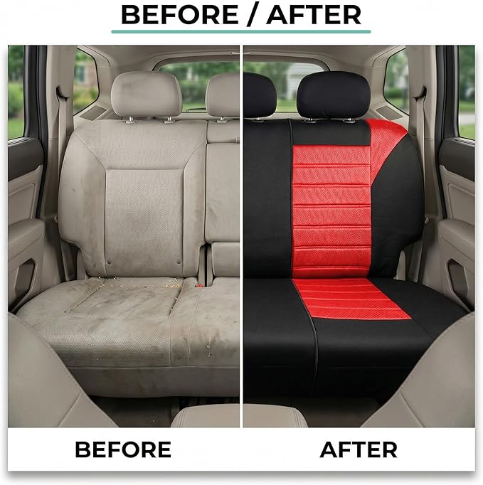 FH Group Automotive Car Seat Covers Rear Set Premium 3D Air Mesh Seat Covers, Airbag Compatible and Split Bench Cover Univers