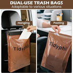 150 PCS Disposable Car Trash Bags Hanging, Leak-proof, Odor Seal. 2 Gallon Car Garbage Bags, Big Capacity. Independent of Car Trash Can, Easy Stick-On Car trash Bin for Car, SUV, Truck, Stroller.Brown