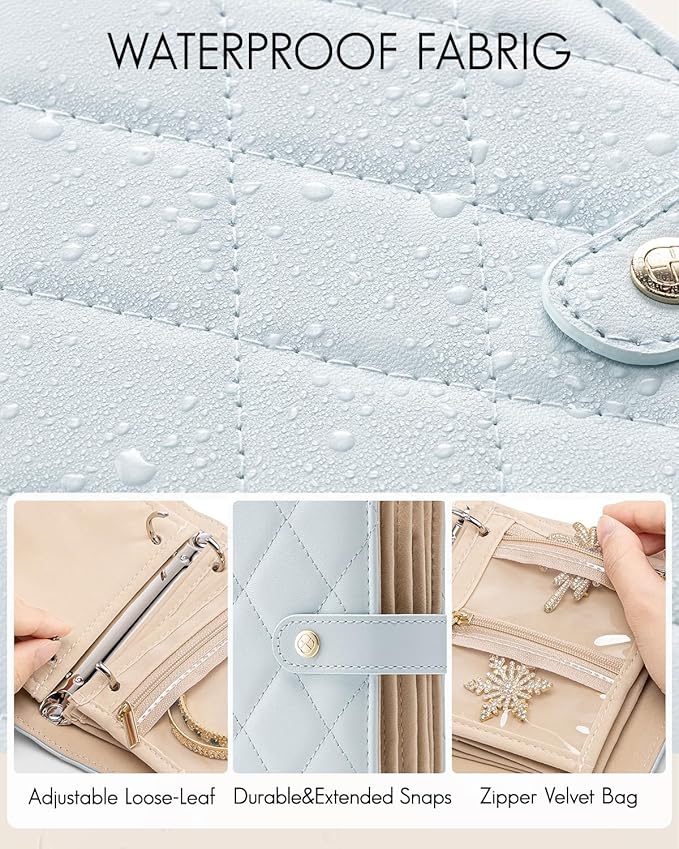 Vlando Travel Jewelry Case,Portable Jewelry Organizer Box with Clear Zipper Velvet Jewelry Pouch,Gifts for Traveler Women Gir